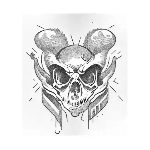 rat skull army helmet  tattoo design idea