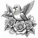  blessed in the middle of dove and rose   tattoo design idea