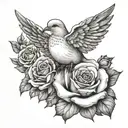  blessed in the middle of dove and rose   tattoo design idea