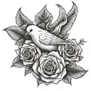  blessed in the middle of dove and rose   tattoo design idea