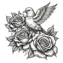  blessed in the middle of dove and rose   tattoo design idea