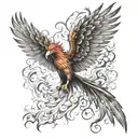 fire rising Phoenix wings spread tattoo design idea