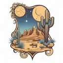 desert night scene tattoo design idea