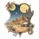 desert night scene tattoo design idea