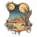 desert night scene tattoo design idea