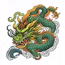 chinese dragon, old school, traditional  tattoo design idea