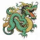 chinese dragon, old school, traditional  tattoo design idea