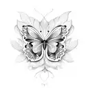 half butterfly half flower tattoo design idea