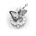 half butterfly half flower tattoo design idea