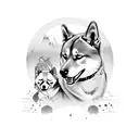 Shiba Inu, Samurai, sideways tattoo design idea