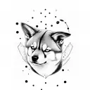 Shiba Inu, Samurai, sideways tattoo design idea