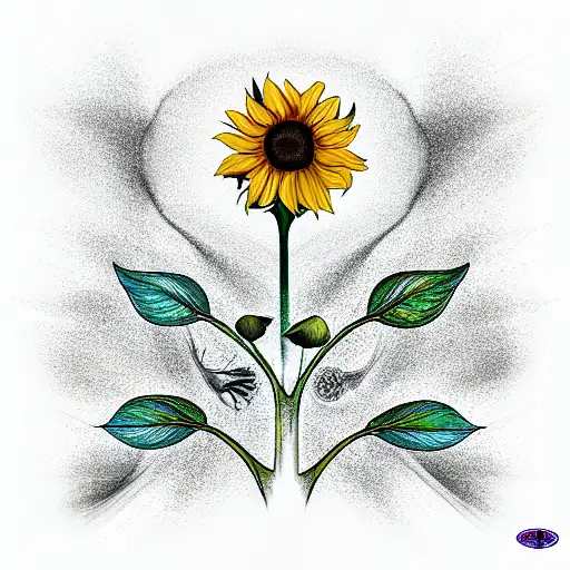 sunflower with tree of life tattoo design idea
