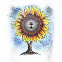 sunflower with tree of life tattoo design idea
