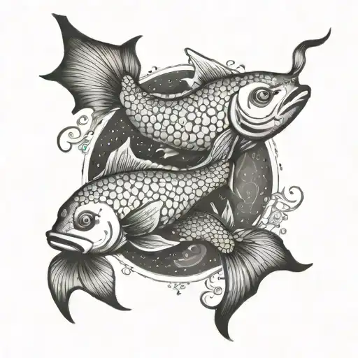 Pisces zodiac sign for son, include the name Mason tattoo design idea