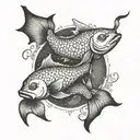 Pisces zodiac sign for son, include the name Mason tattoo design idea
