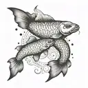 Pisces zodiac sign for son, include the name Mason tattoo design idea