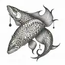 Pisces zodiac sign for son, include the name Mason tattoo design idea