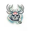 snake wraped around a deer skull tattoo design idea