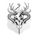 snake wraped around a deer skull tattoo design idea