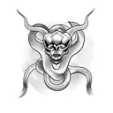 snake wraped around a deer skull tattoo design idea