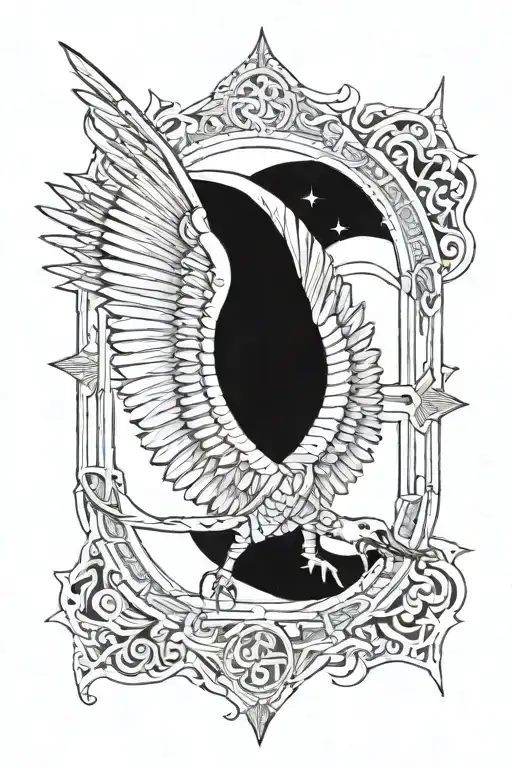 egyptian sungwing with the top being a solar eclipse of a blood moon (inspired from dark souls and berserk)  tattoo design idea