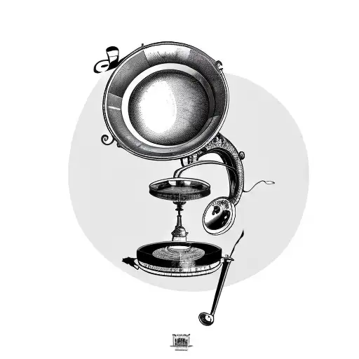 A top hat with a gramophone on top  tattoo design idea