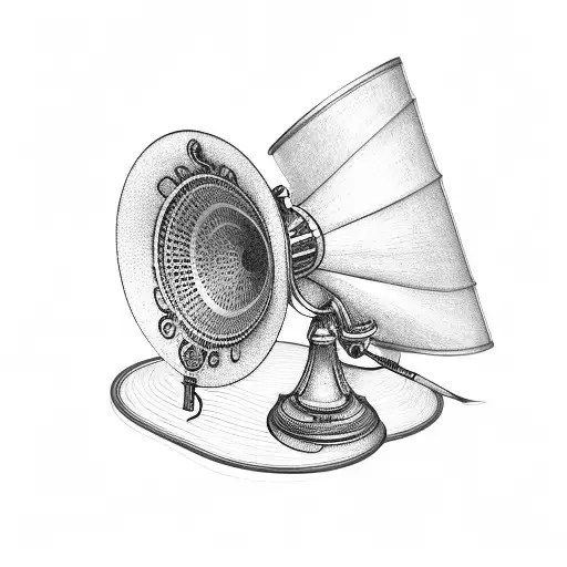 A top hat with a gramophone on top  tattoo design idea