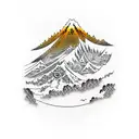 Mountain Scene, tantra, Japanese style tattoo design idea