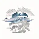 Mountain Scene, tantra, Japanese style tattoo design idea