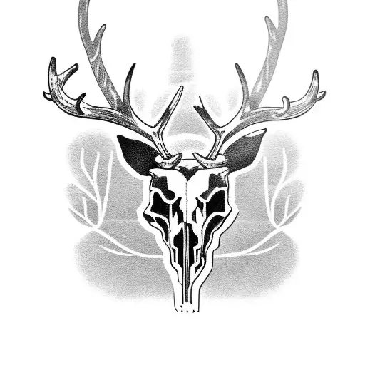 Reindeer skull tattoo design idea