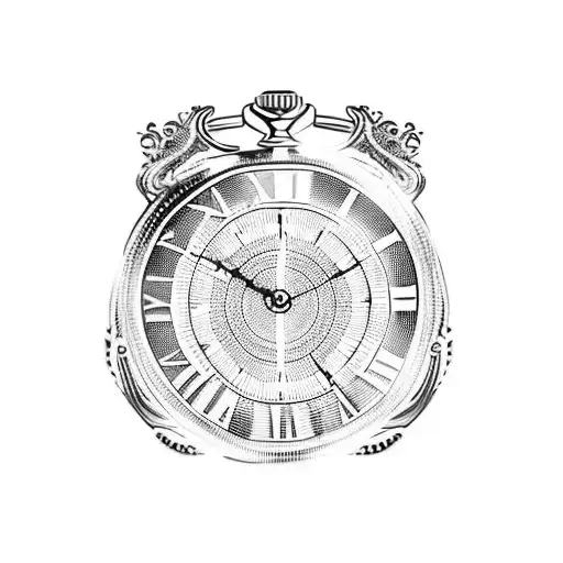 Tribal "Pocket Watch" Tattoo Idea BlackInk AI