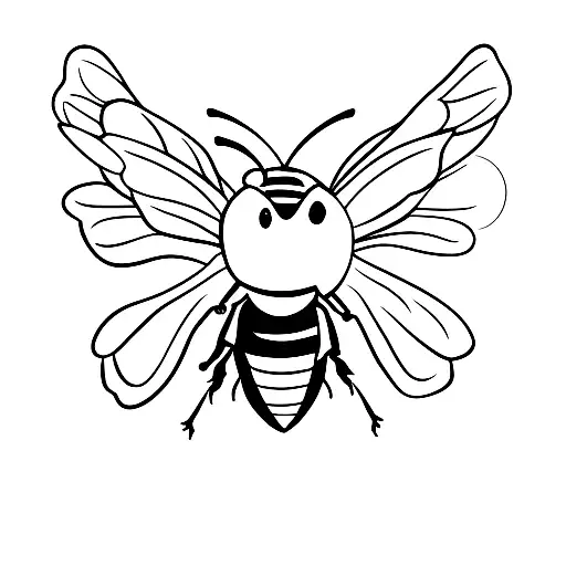 A hardworking bee with a halo and wings tattoo design idea
