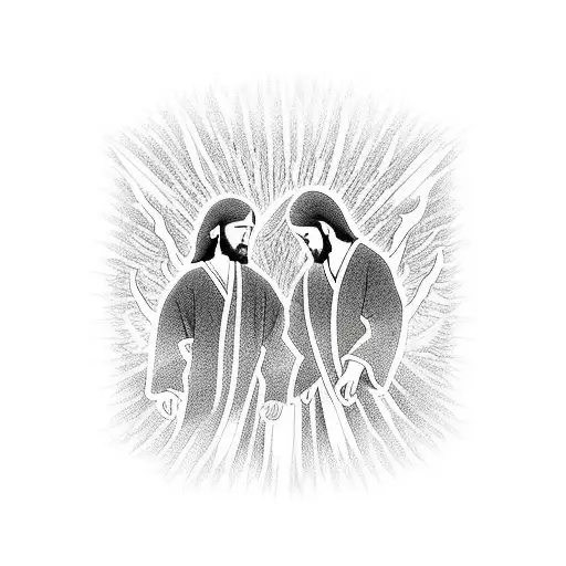 jesus and peter walking on water  tattoo design idea