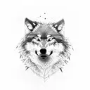 wolf howling, backround black forest tattoo design idea