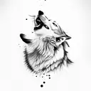wolf howling, backround black forest tattoo design idea