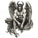 fallen angel with devil wings tattoo design idea