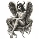 fallen angel with devil wings tattoo design idea
