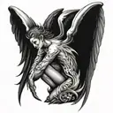 fallen angel with devil wings tattoo design idea