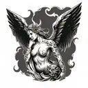 fallen angel with devil wings tattoo design idea