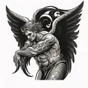 fallen angel with devil wings tattoo design idea