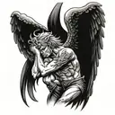fallen angel with devil wings tattoo design idea