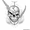 skull with hour glass and tulip with a word memento mori, bonfire strength of a tiger and roman emperor marcus aurelius tattoo design idea