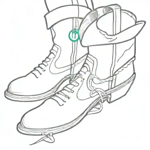 cowboy boots, cowboy hat with a tiera, heart shaped lock tattoo design idea