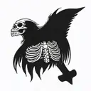 skeleton with wings on the back and a scoop tattoo design idea