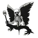 skeleton with wings on the back and a scoop tattoo design idea