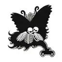 skeleton with wings on the back and a scoop tattoo design idea
