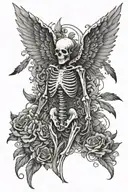 skeleton with wings tattoo design idea