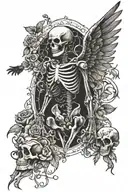 skeleton with wings tattoo design idea