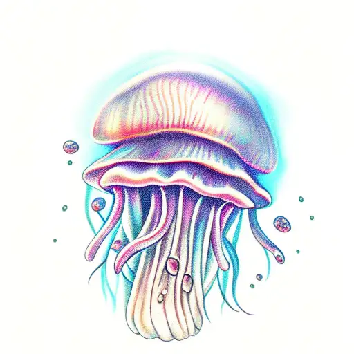 mushrooms and jellyfish  tattoo design idea