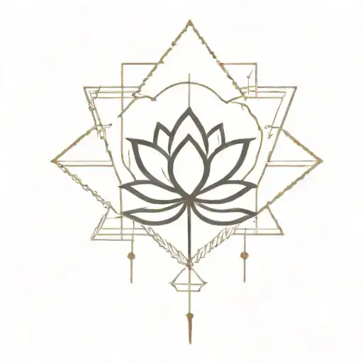 lotus, wolf, and cross tattoo design idea